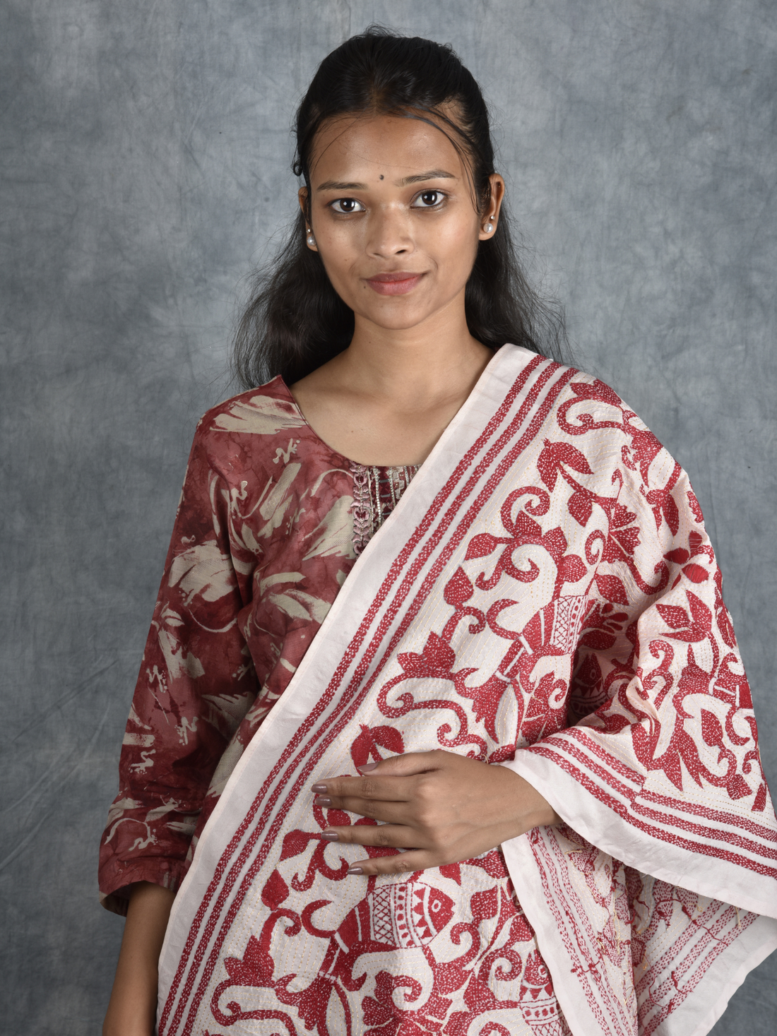 Sacred Piscean Hand Embroidered Stole Dupatta