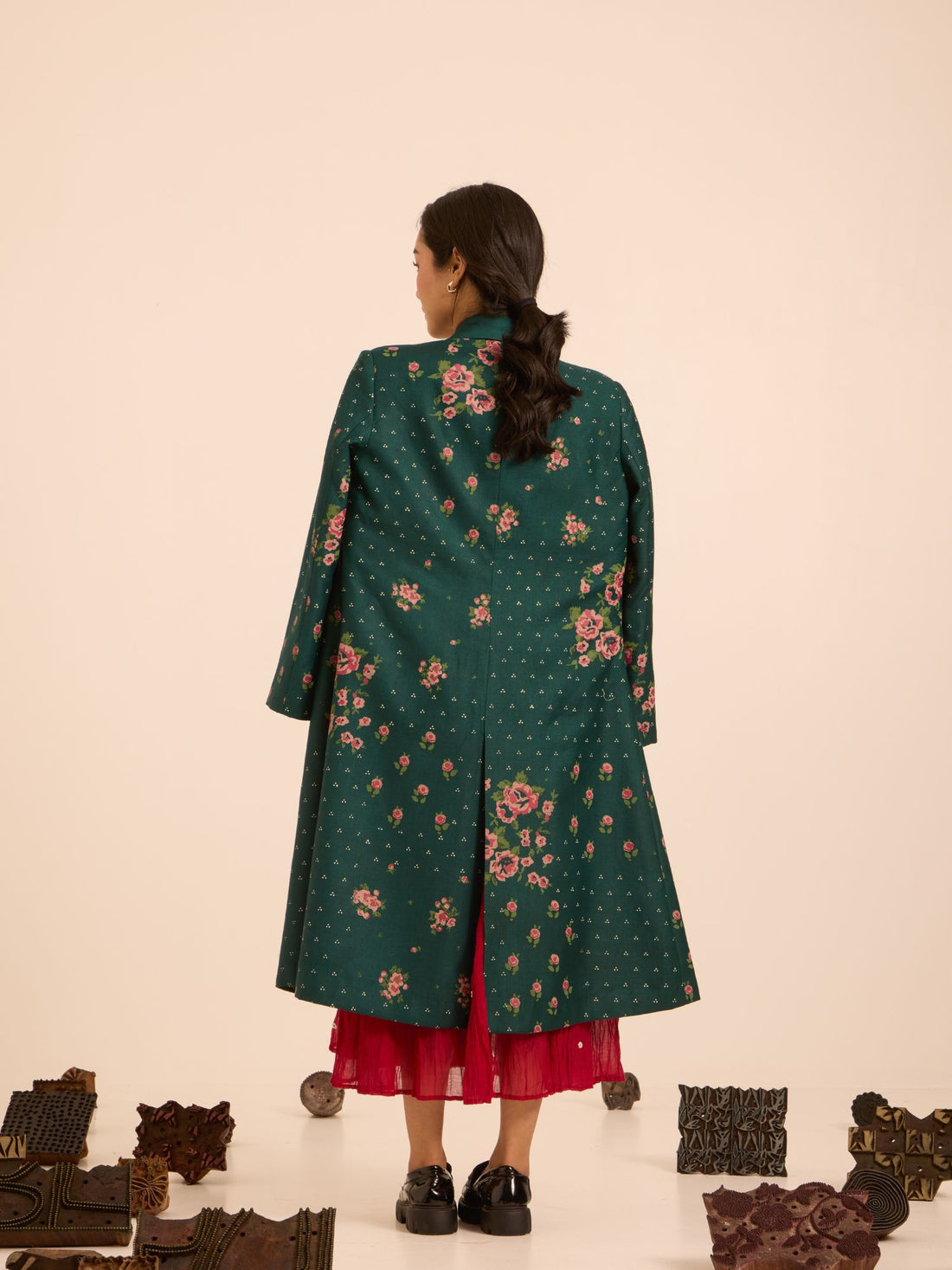 Emerald Garden Trench Coat-Relaxed Fit