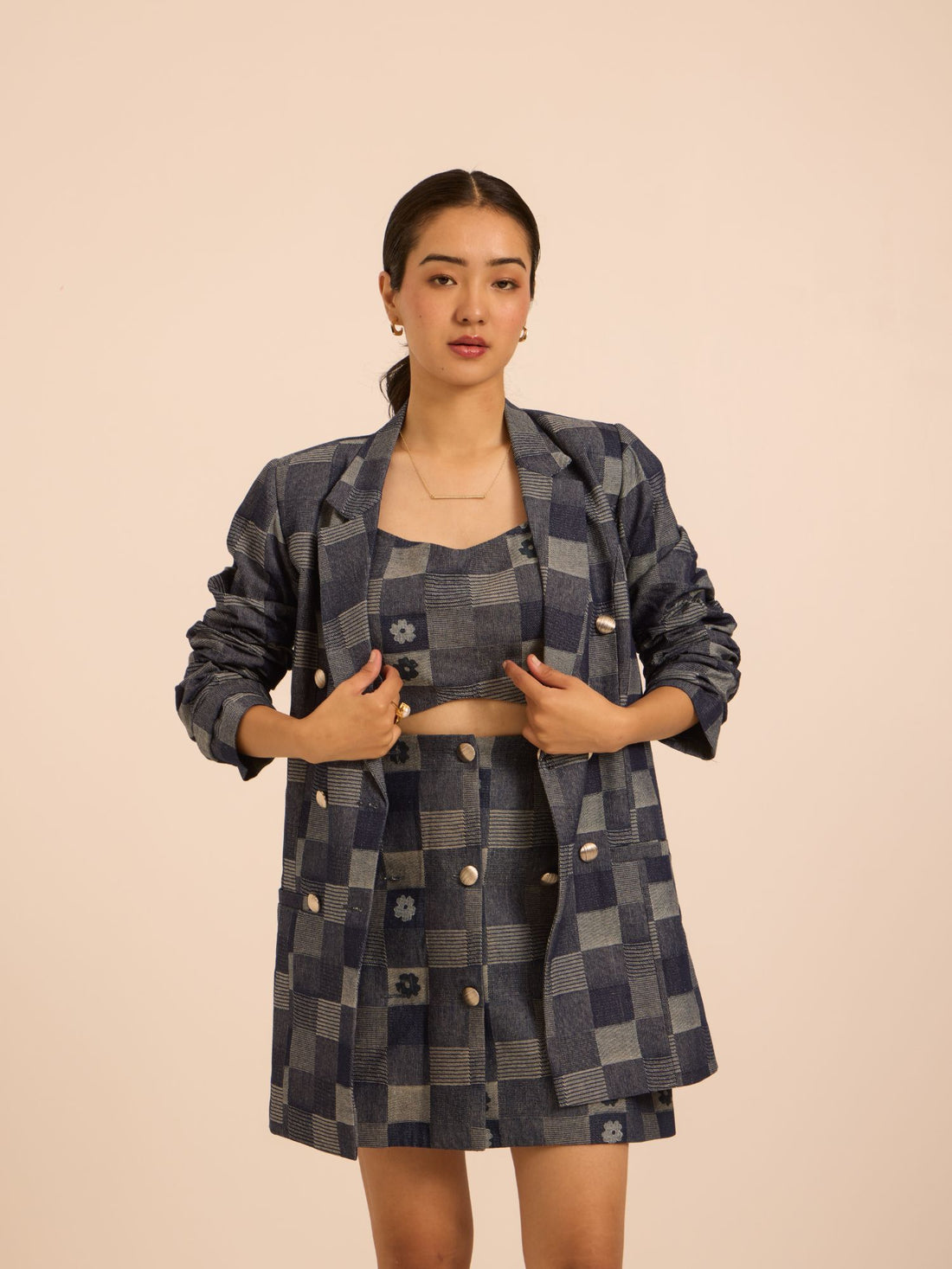 Check & Charm Denim Set