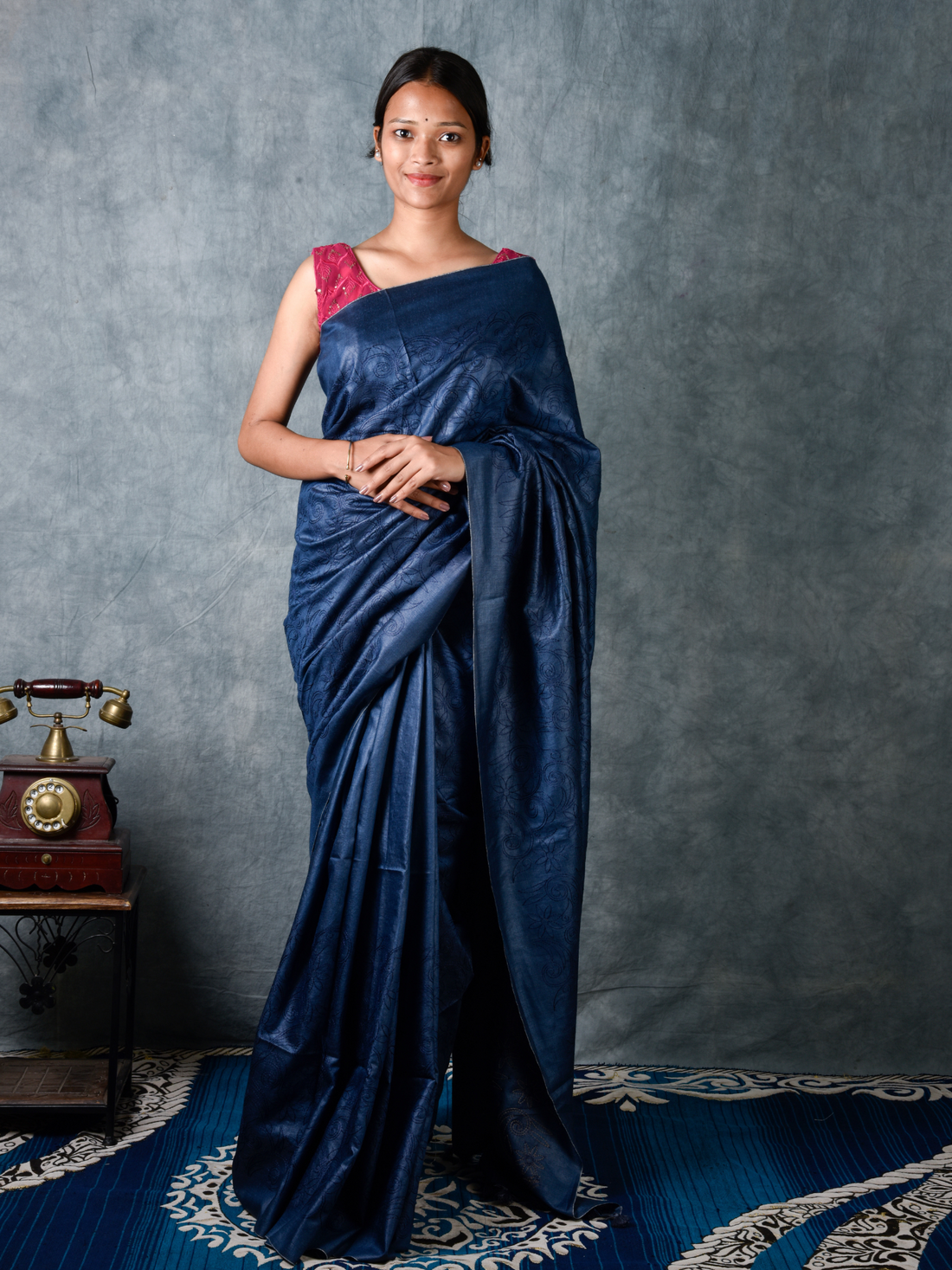 Jade Handloom Star Motif Tussar Silk Saree