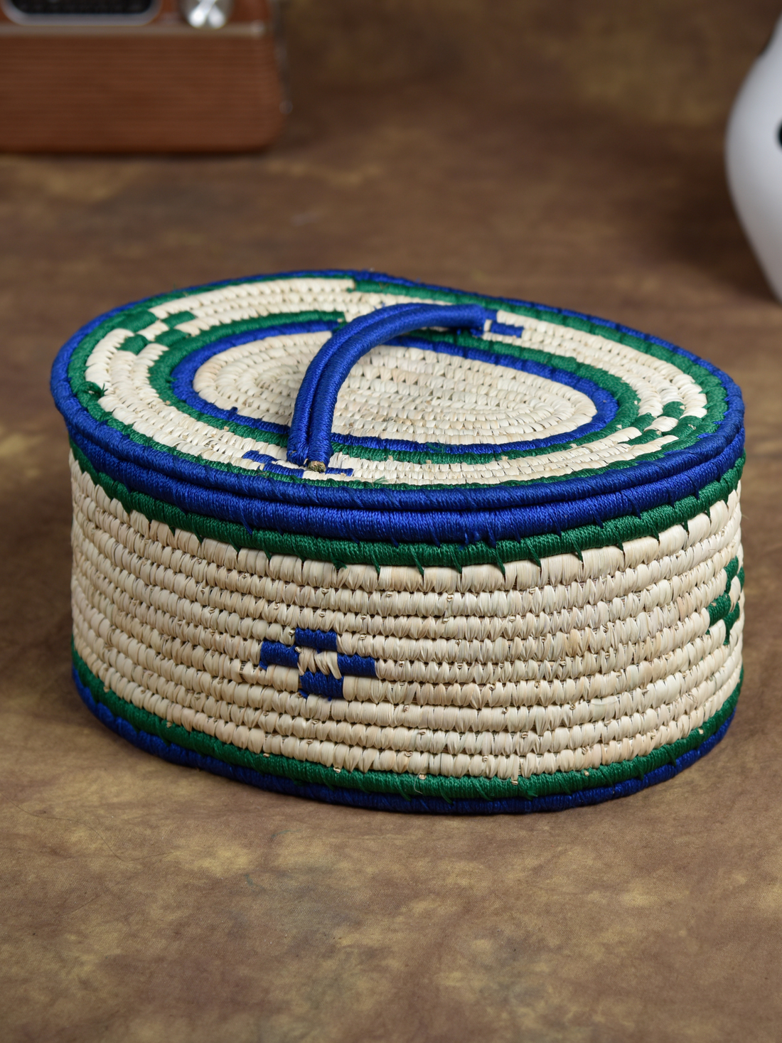 Kraftribe Handmade Kanshi Grass "Peacock" Chapati Box/Storage Box