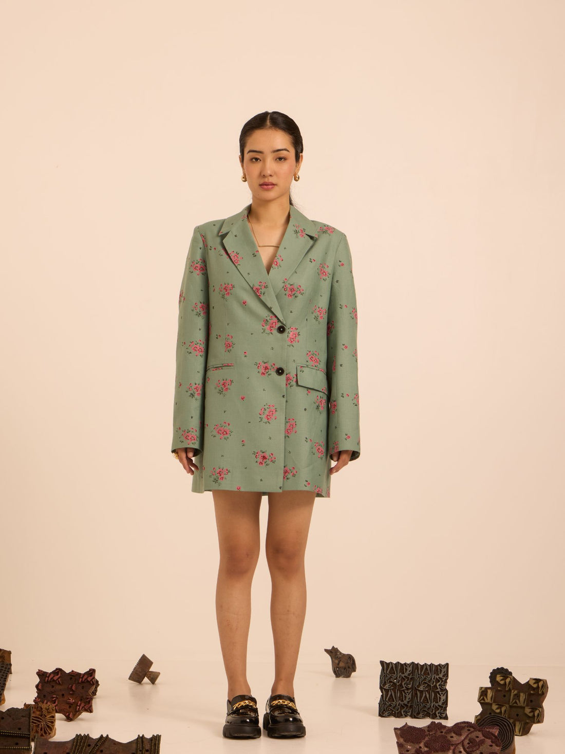 Minty Meadow Dress Jacket-Relaxed Fit