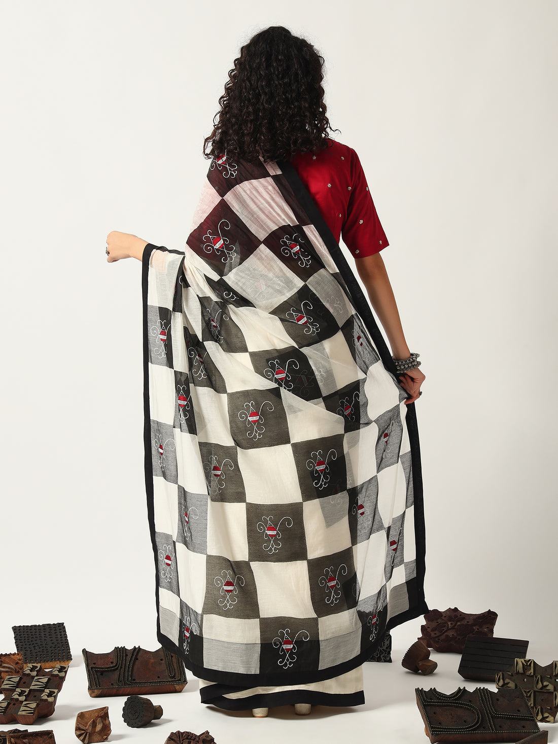Khovar Kaidiya Chanderi Saree