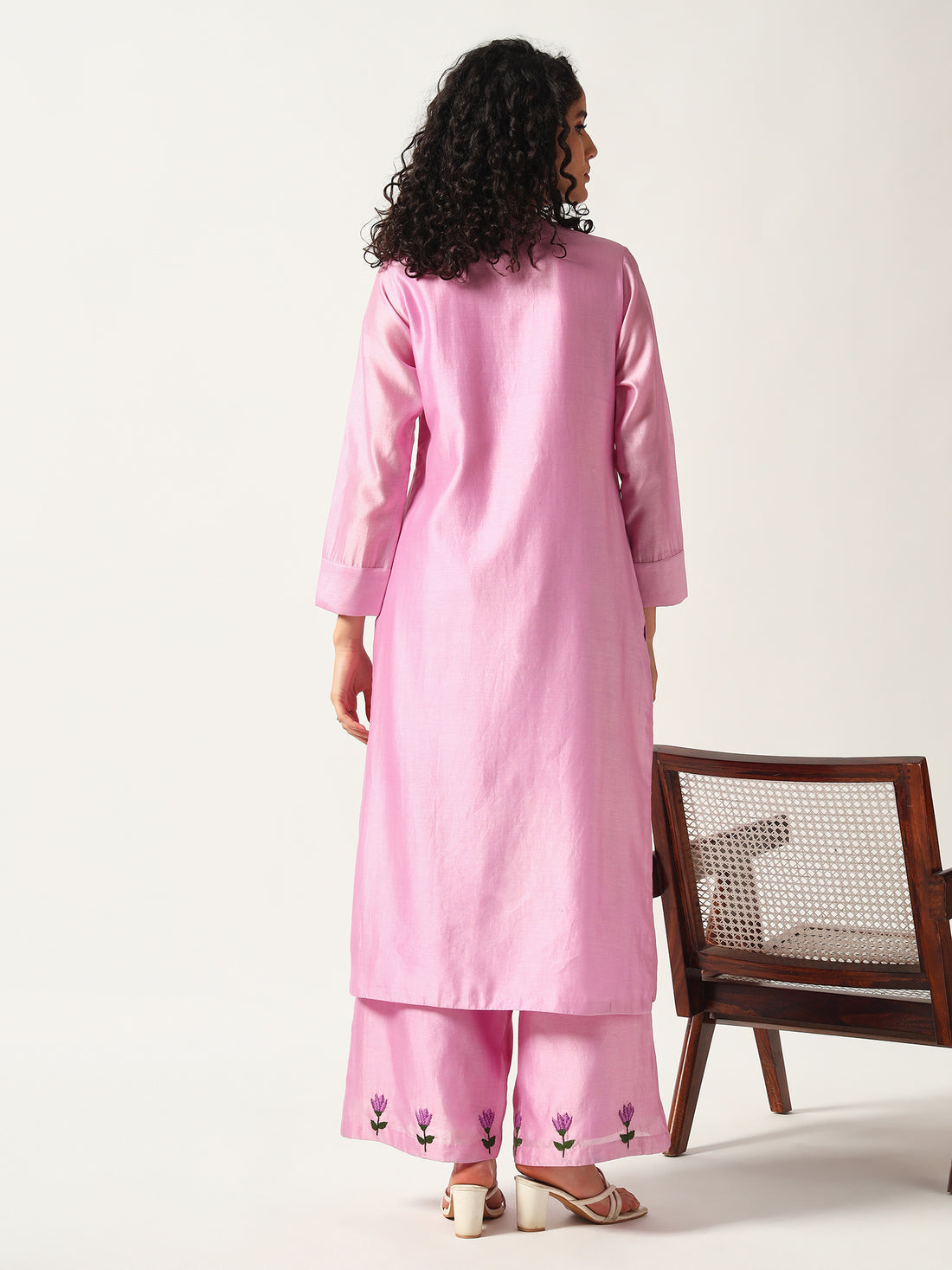 Gulaabi Chanderi Kurta Set