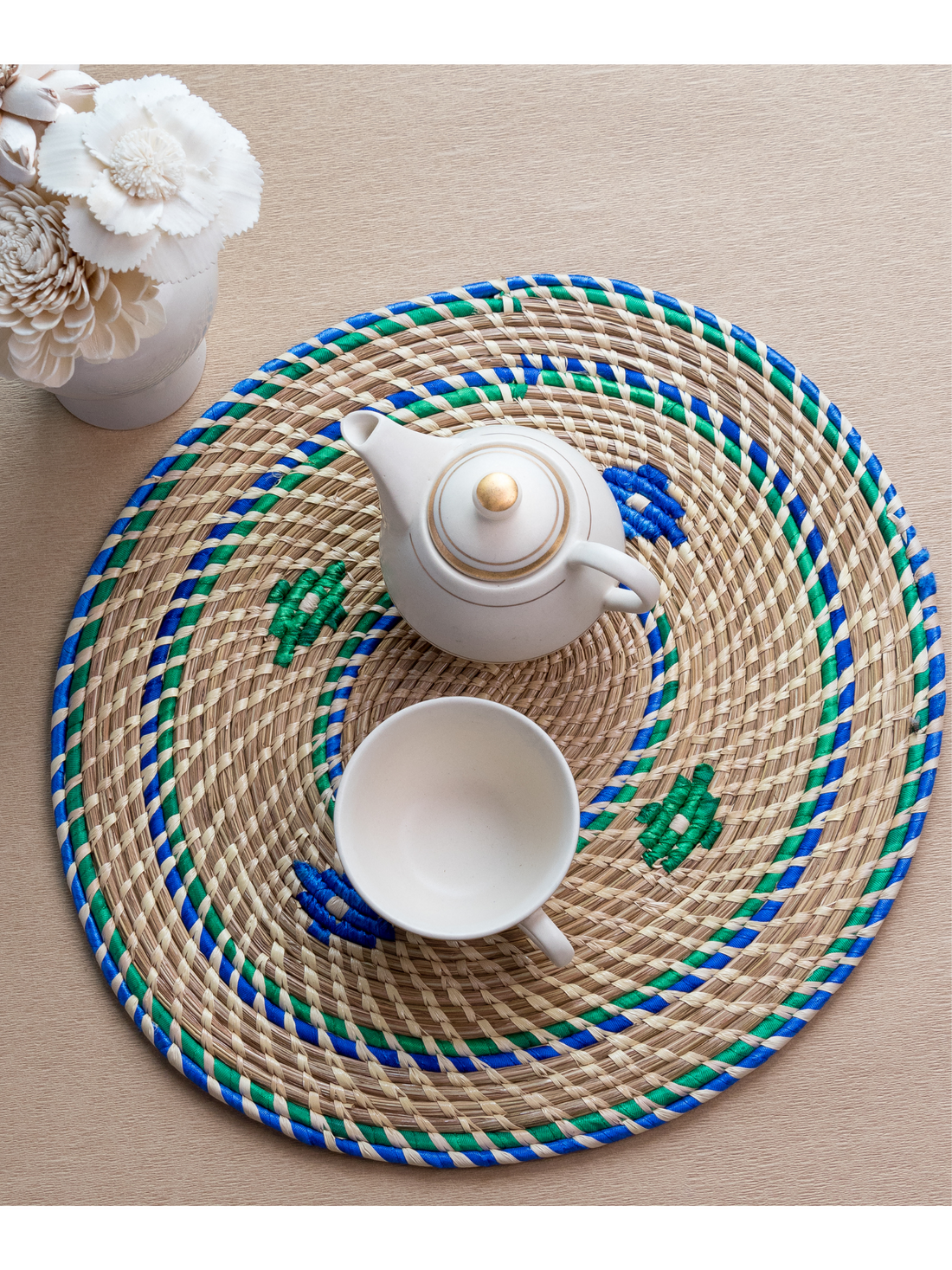 Blue & Green Chevron Dining Mat (Single)