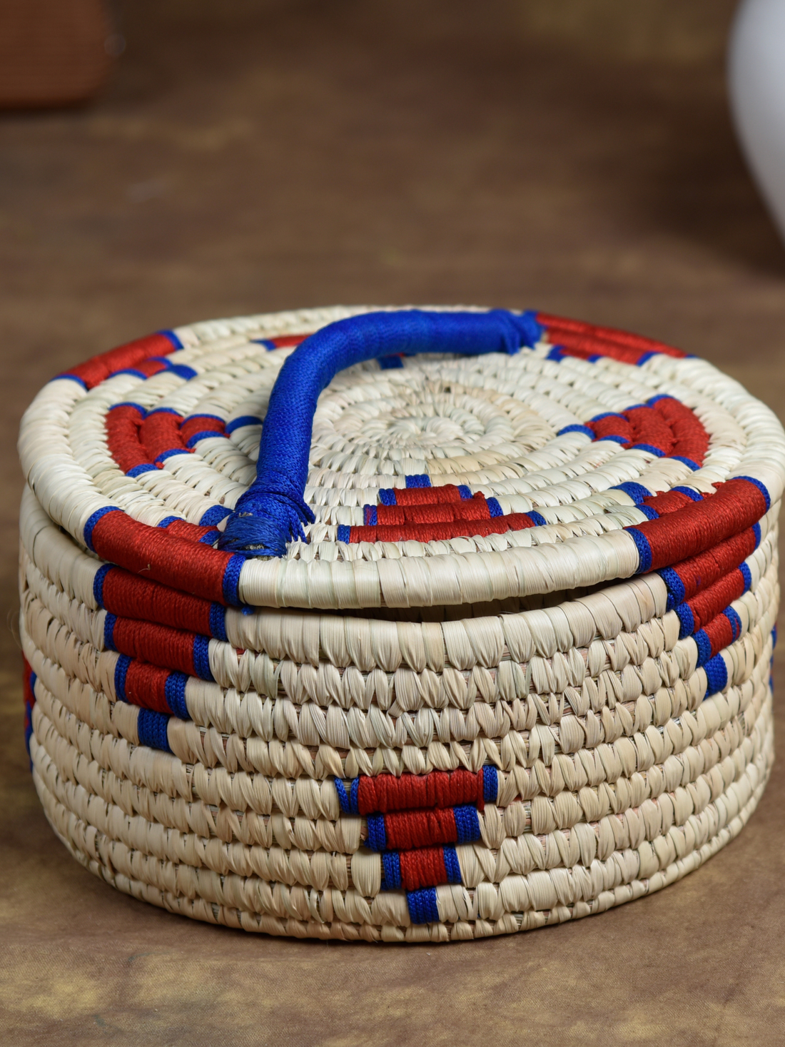 Kraftribe Kanshi Red & Blue Chapati Box/Storage Box