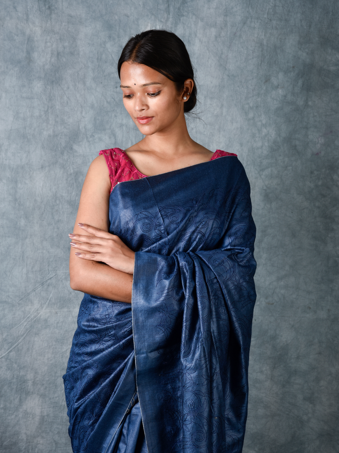 Jade Handloom Star Motif Tussar Silk Saree