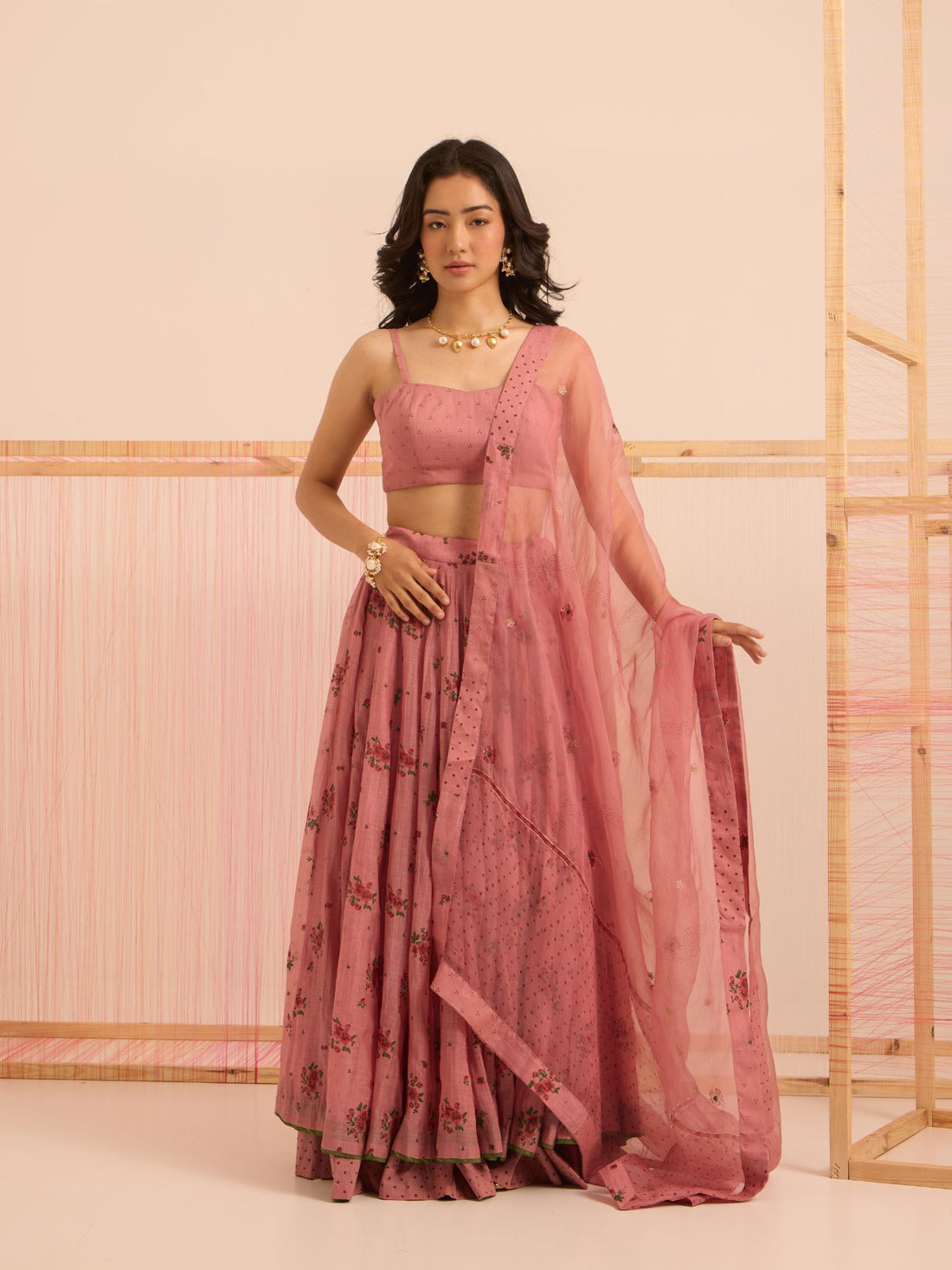 Chandni Phool Chanderi Lehenga Set
