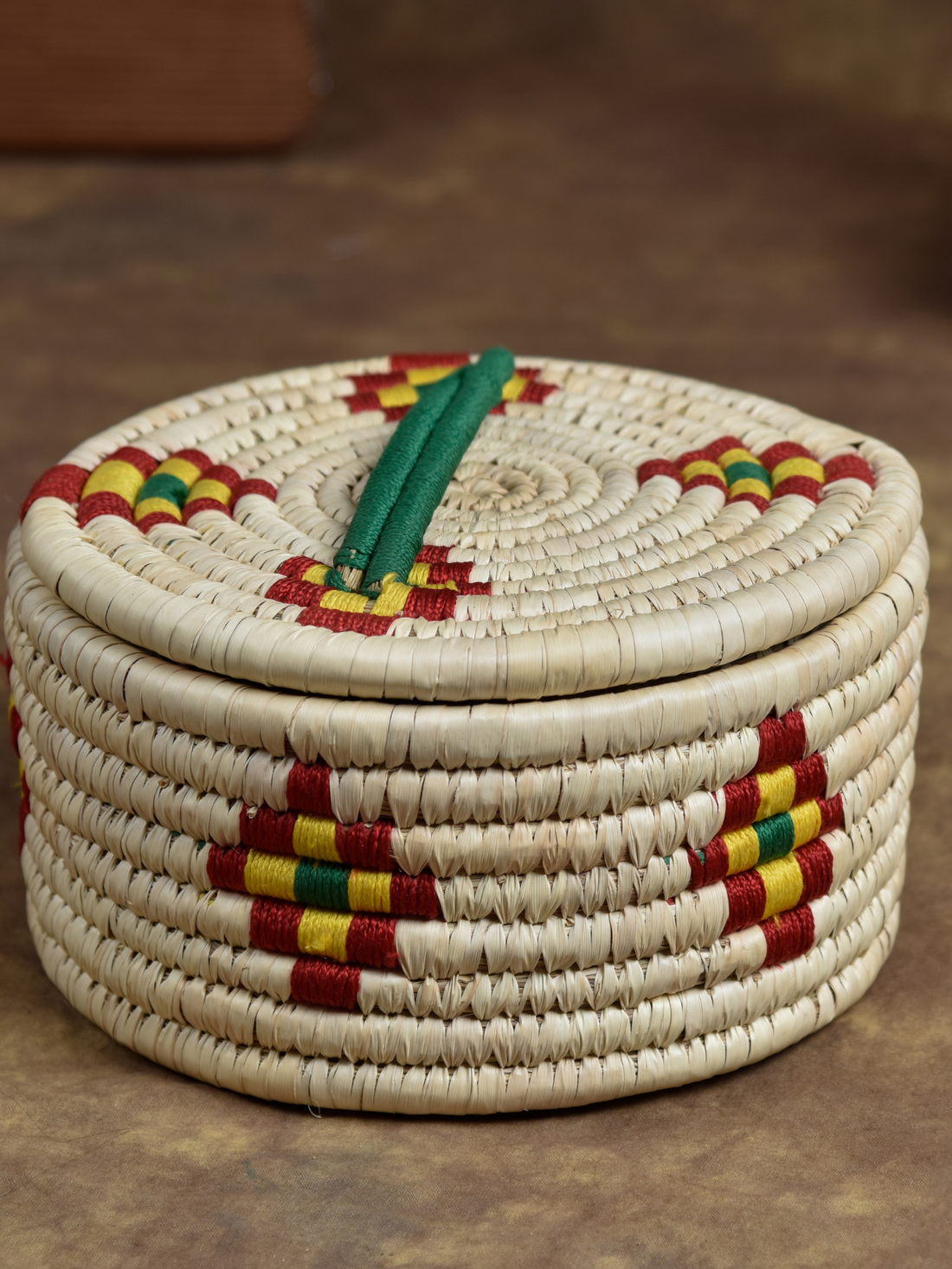 Kraftribe Handmade Kanshi Grass Chapati Box/Storage Box(Multicolour)
