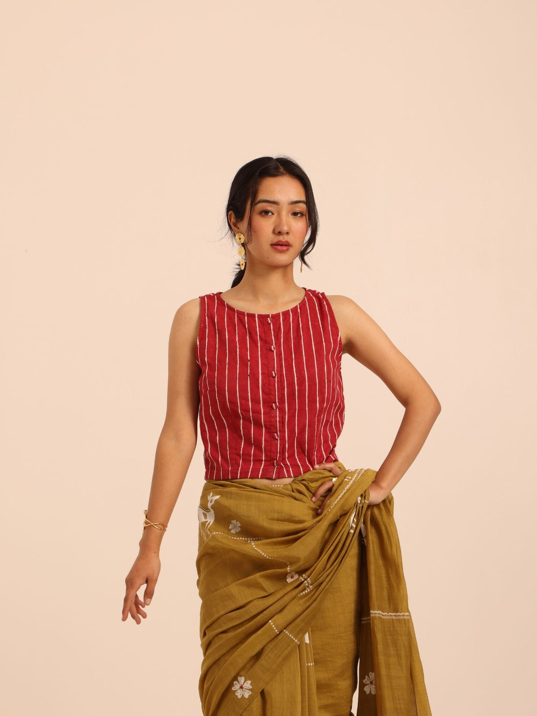 Saantha Signature|Laal Rekha Blouse