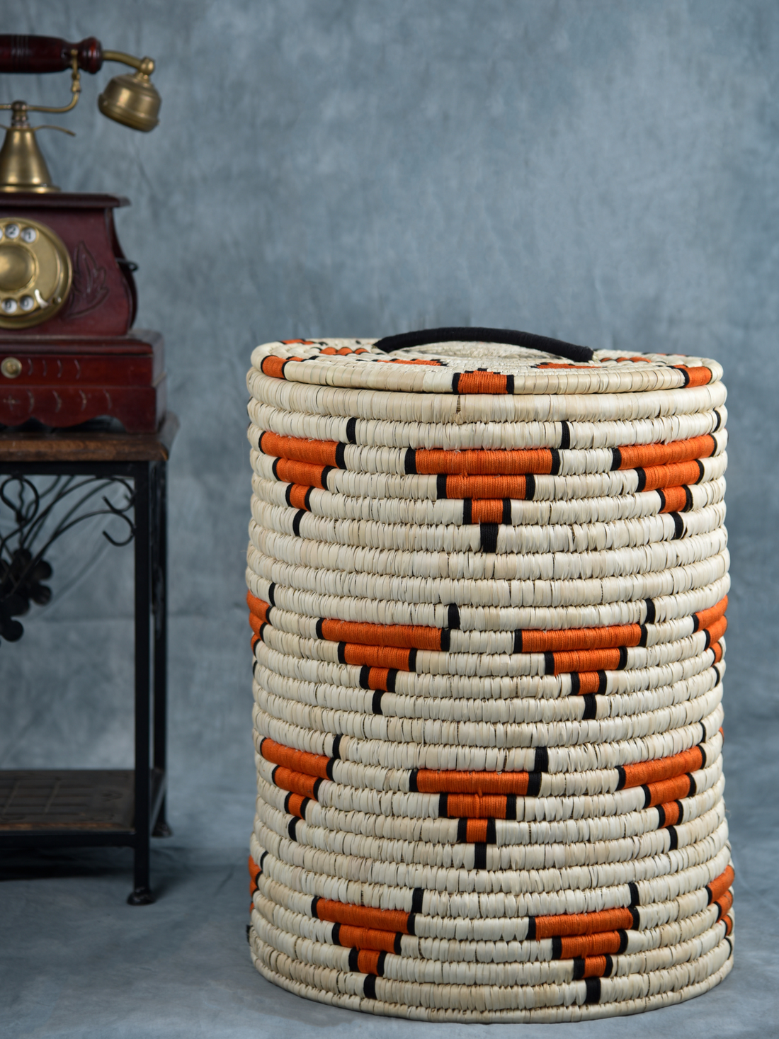 Orange Chevron Laundry Basket (46 Cm Tall)