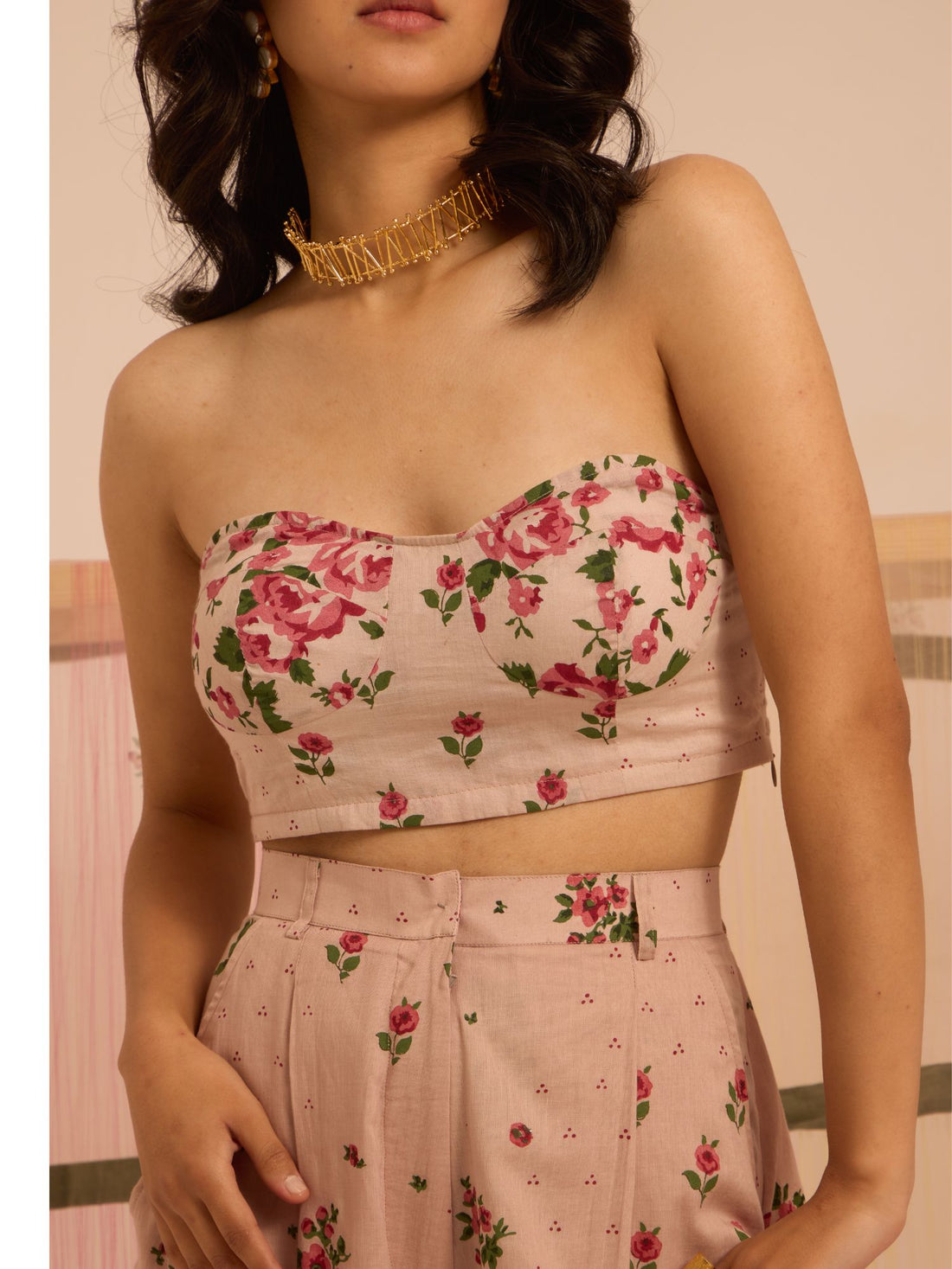 Ruhani Corset Top,Pant and Anarkali Jacket With Churidar Sleeves-3 piece Set