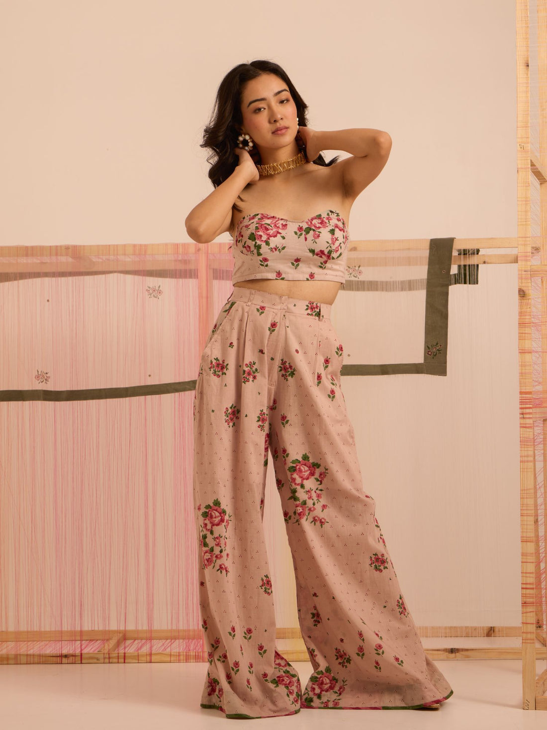 Ruhani Corset Top,Pant and Anarkali Jacket With Churidar Sleeves-3 piece Set