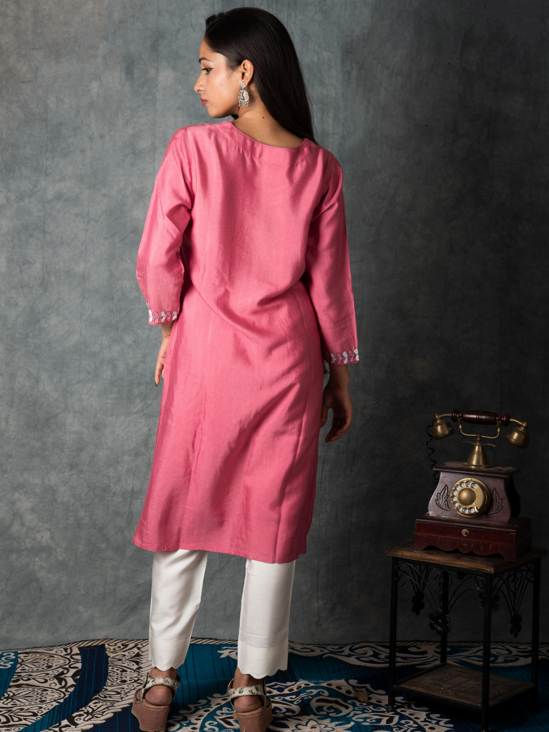 Pink and White Kurta