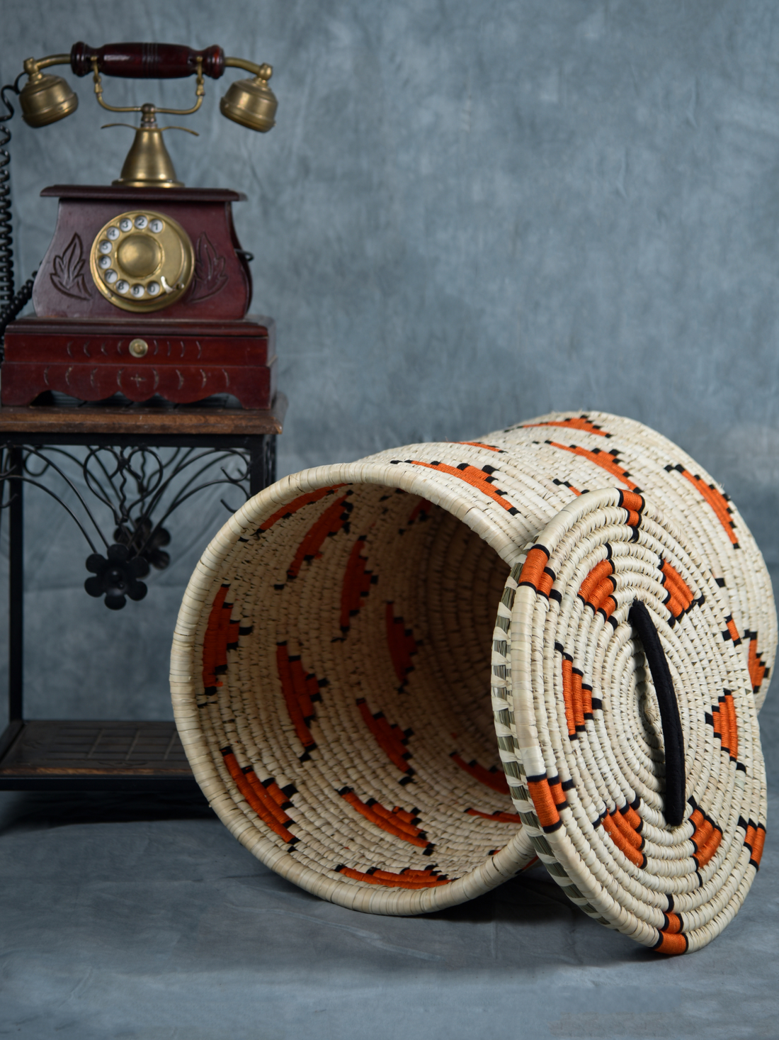 Orange Chevron Laundry Basket (46 Cm Tall)