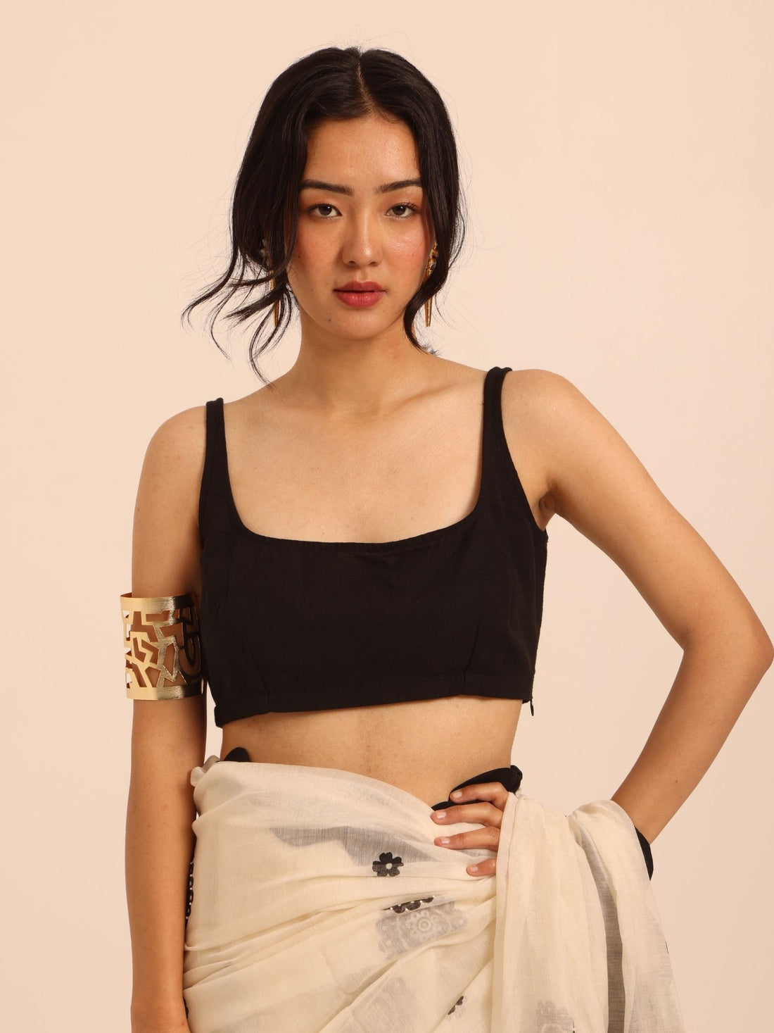 Nocturne Black Linen Blouse