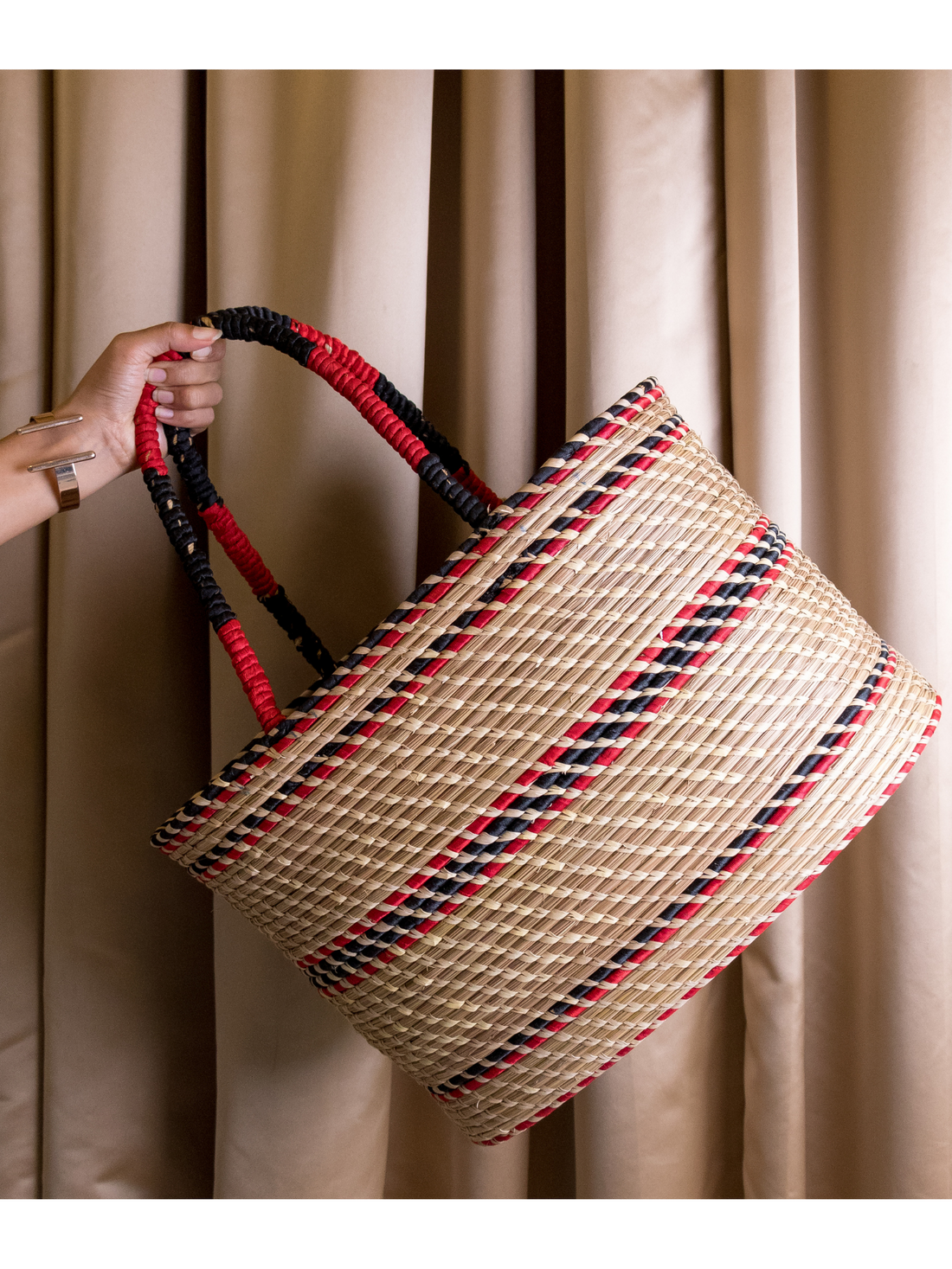 Woven Picnic Basket Red and Black