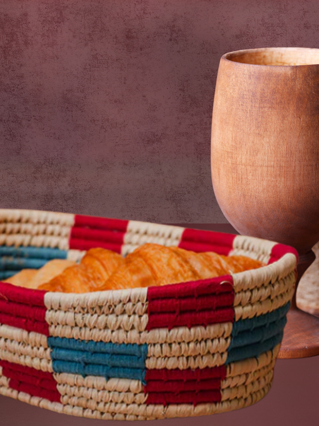Handmade Blue & Magenta Kanshi Grass Organiser/Fruit Basket