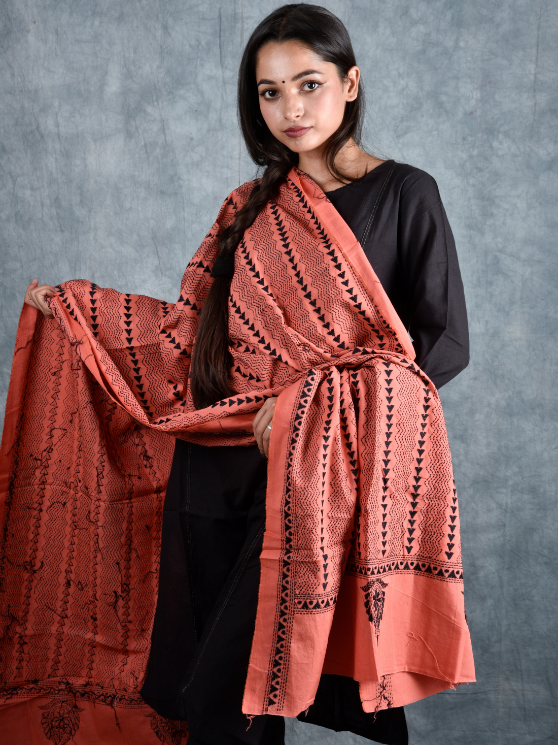 Enchanted Heartbeat Hand-Embroidered Cotton Dupatta