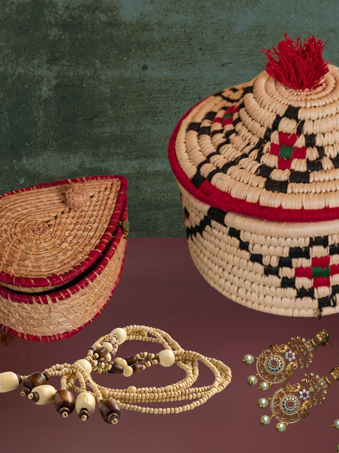 Kraftribe Handmade Kanshi & Palm Paan-Shaped Box