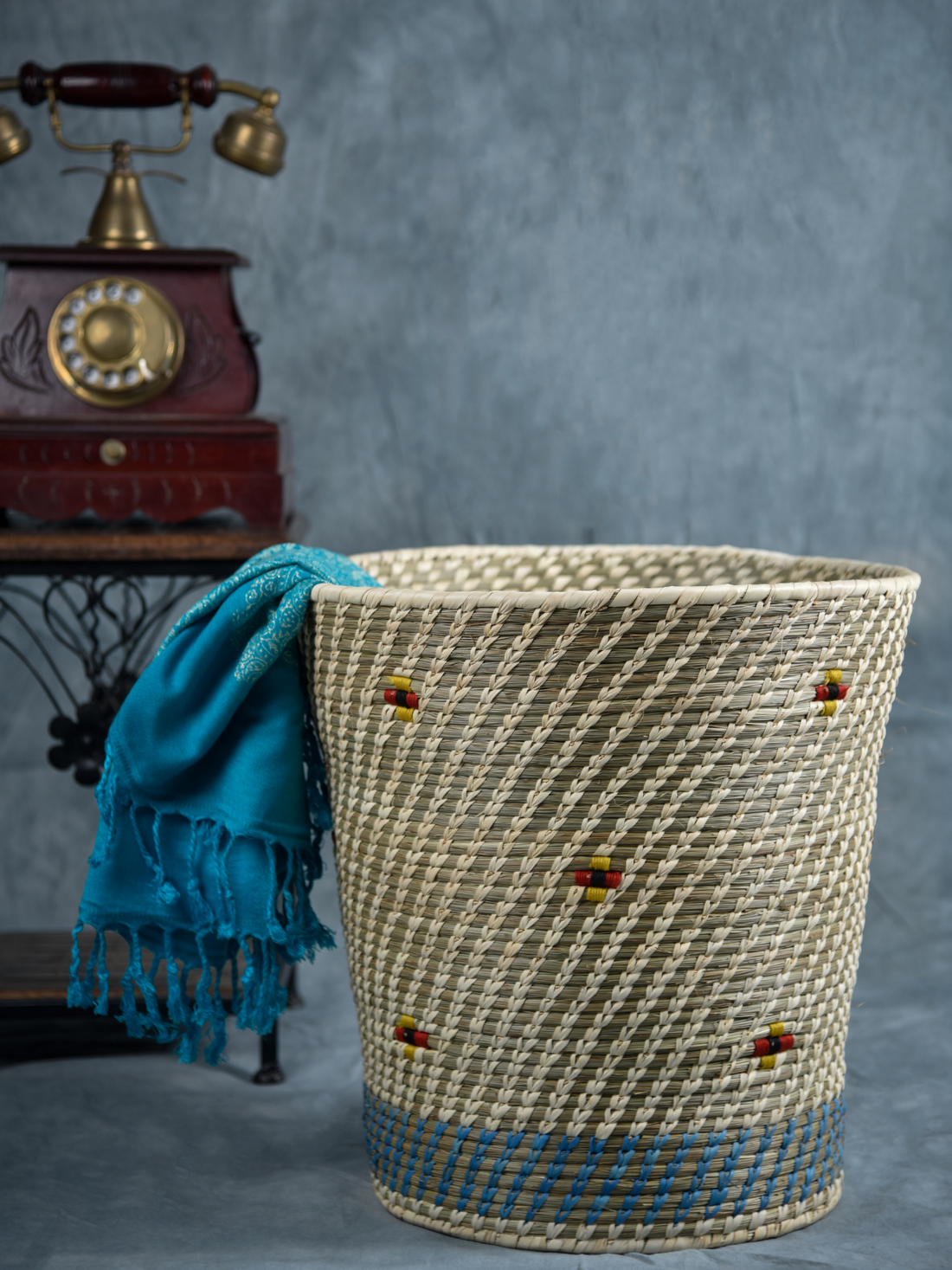 Kanshi Grass Basket Blue Grey
