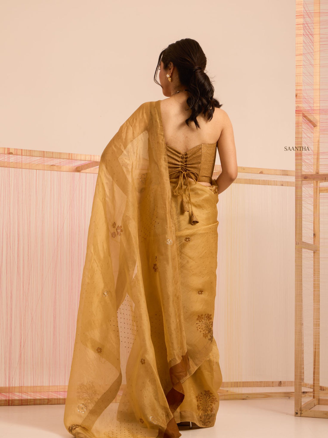 Sunehri Paheli Pure Organza Saree