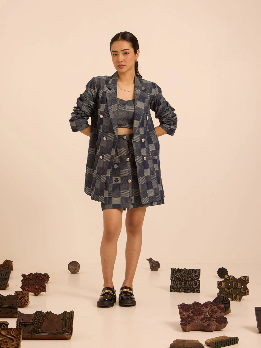 Check & Charm Denim Set