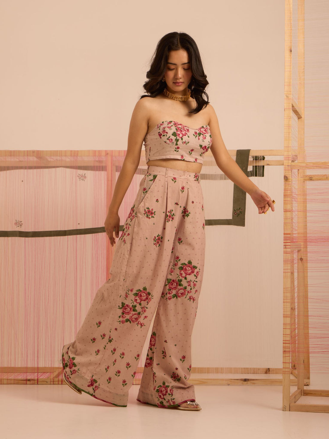 Ruhani Corset Top,Pant and Anarkali Jacket With Churidar Sleeves-3 piece Set