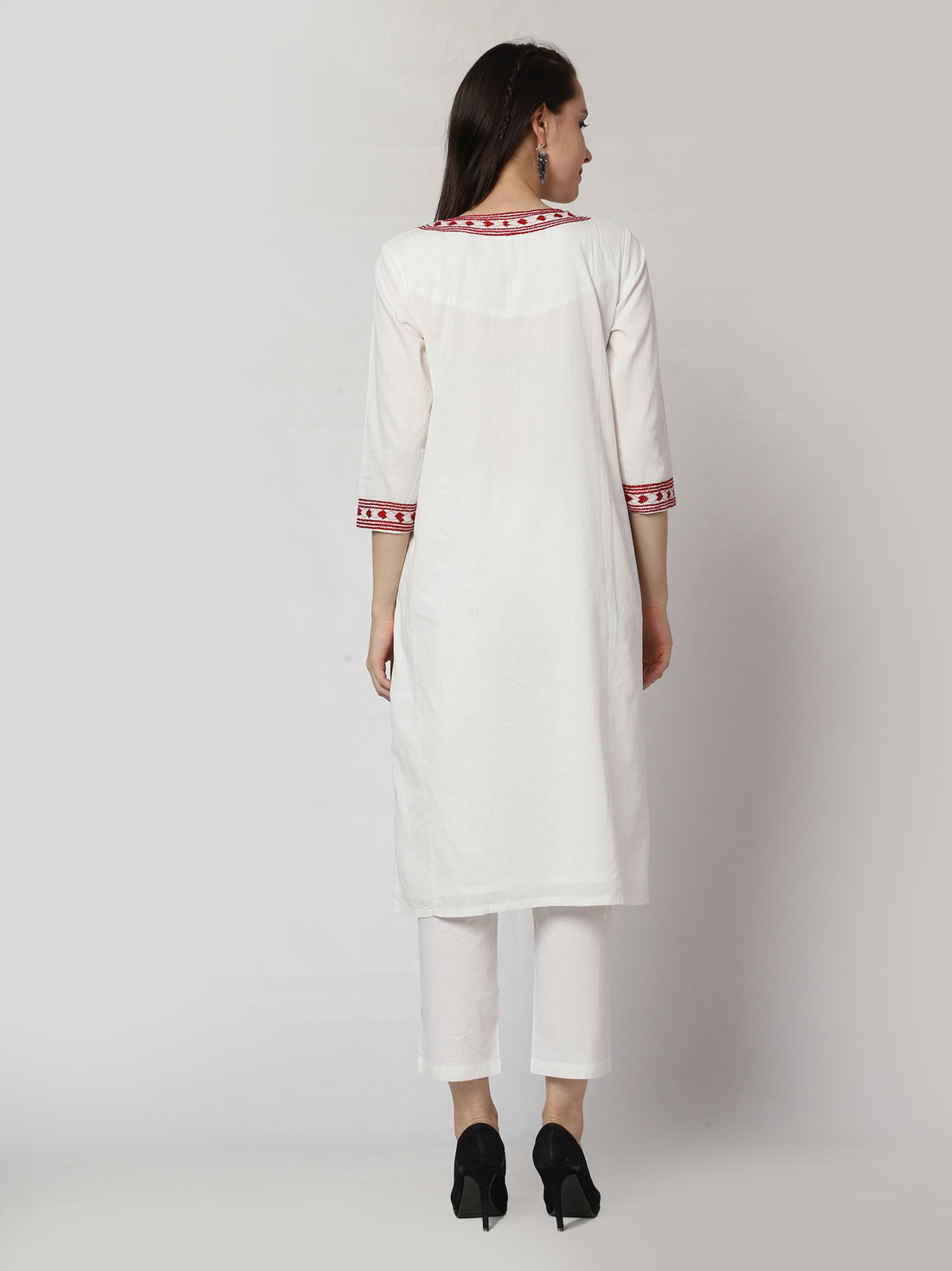 Crimson Hearts Hand Embroidered Kurta Set