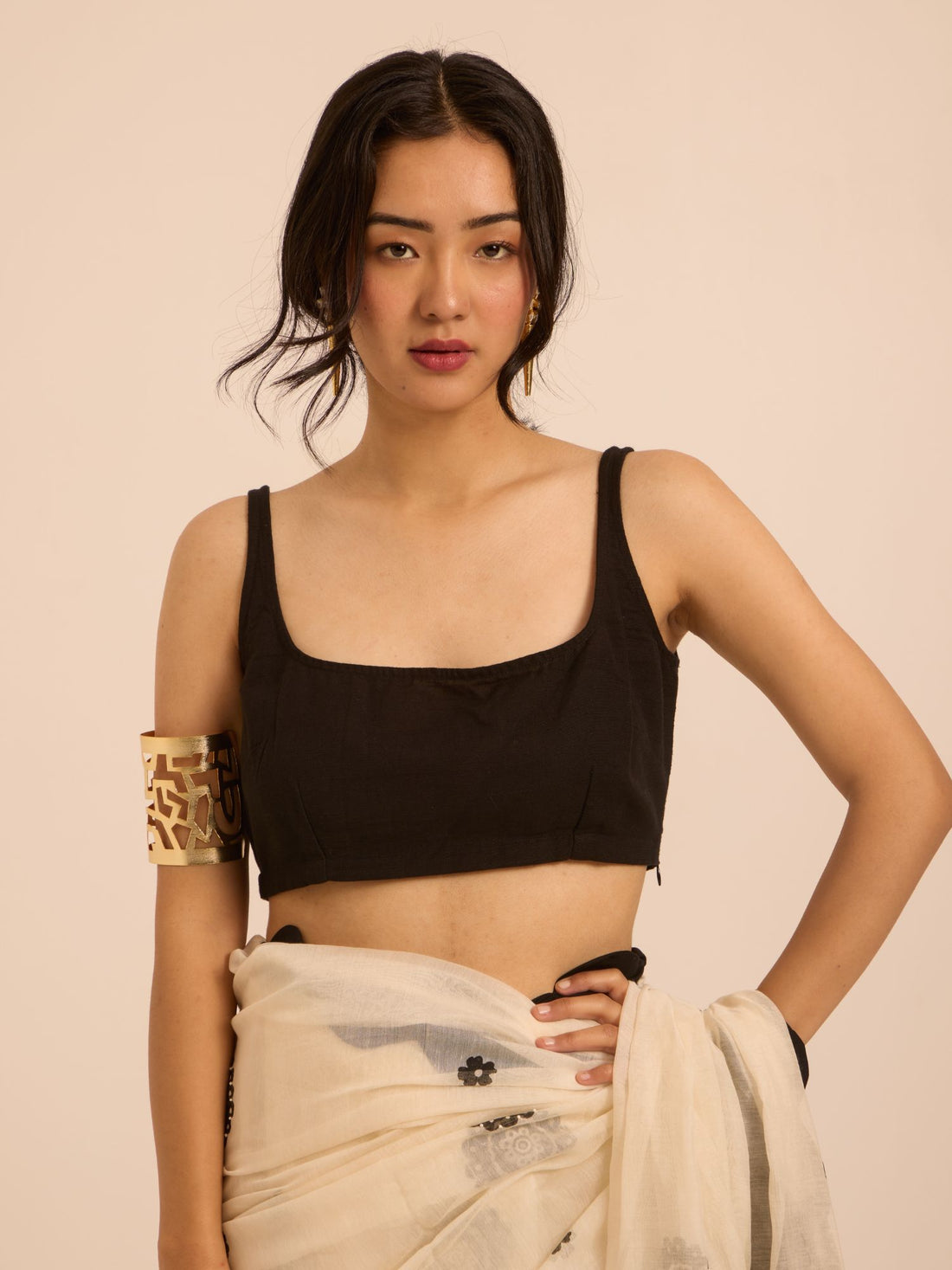 Nocturne Black Linen Blouse