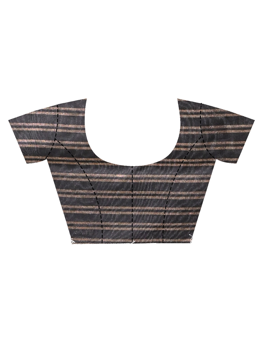 Black Dupion Handloom Silk Saree with Golden Stripes