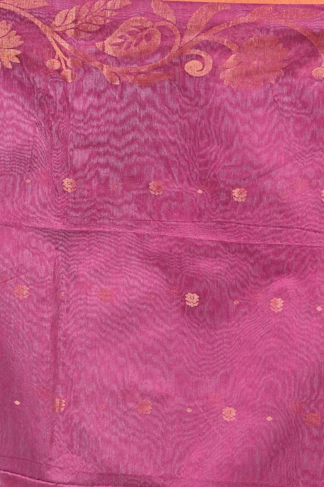 Wine Cotton Silk Saree with Golden Motifs