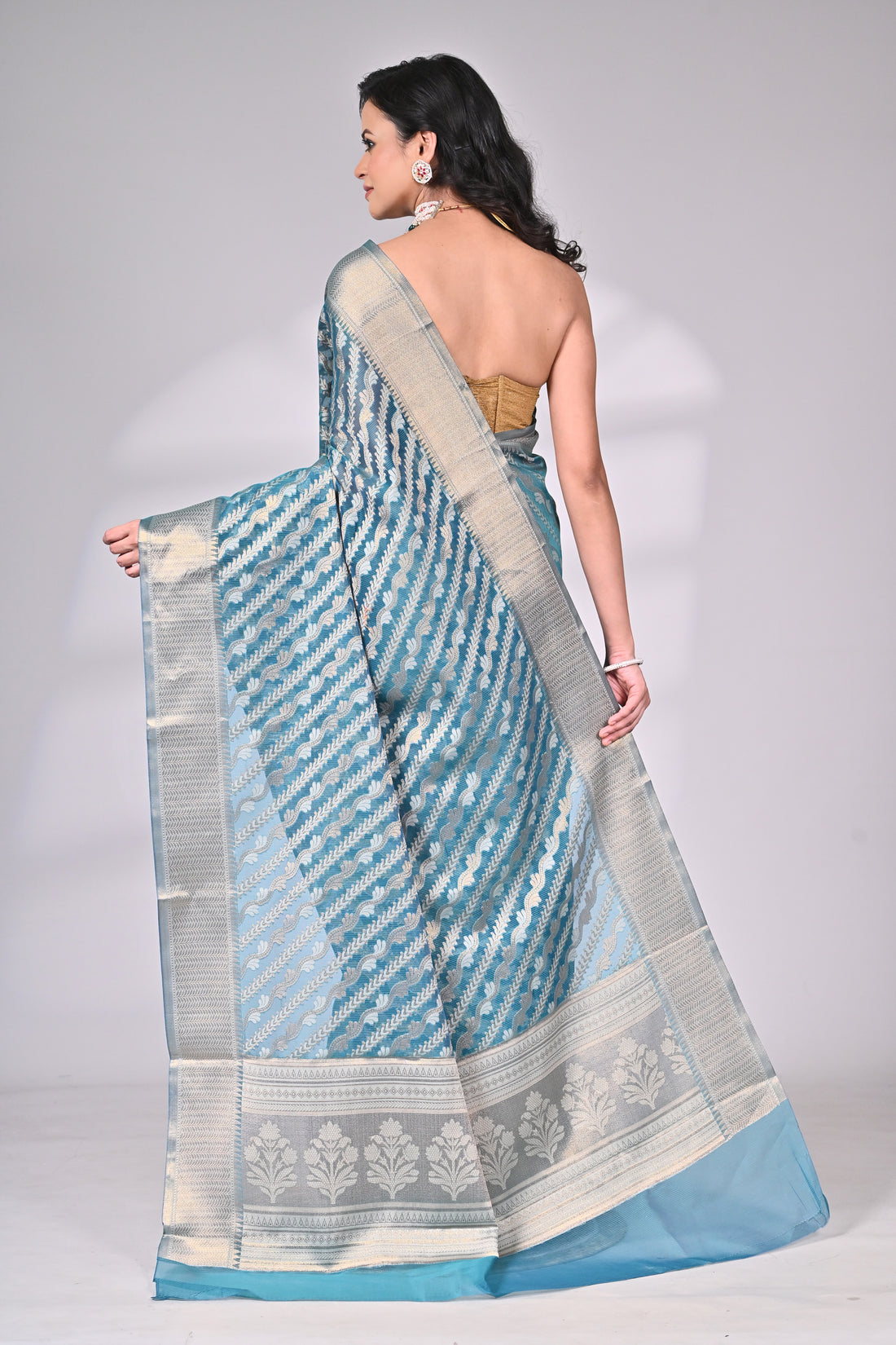 Blue Kota Silk Saree with Intricate Woven Design