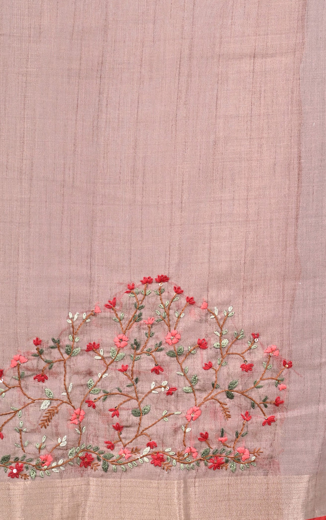 Elegant Linen Tissue Saree with Floral Detailing