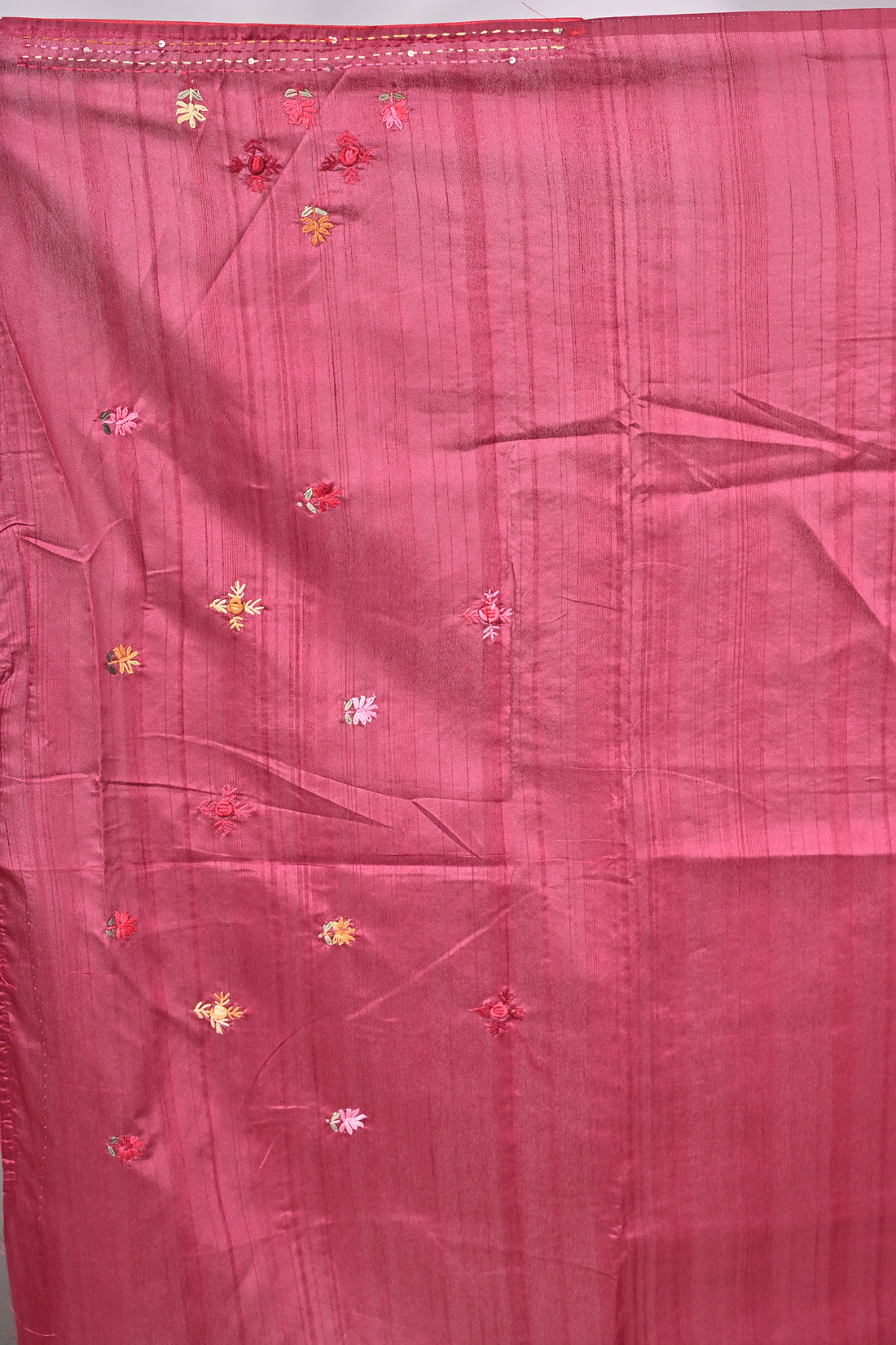 Wine Tussar Silk Blend Saree with Hand Embroidery