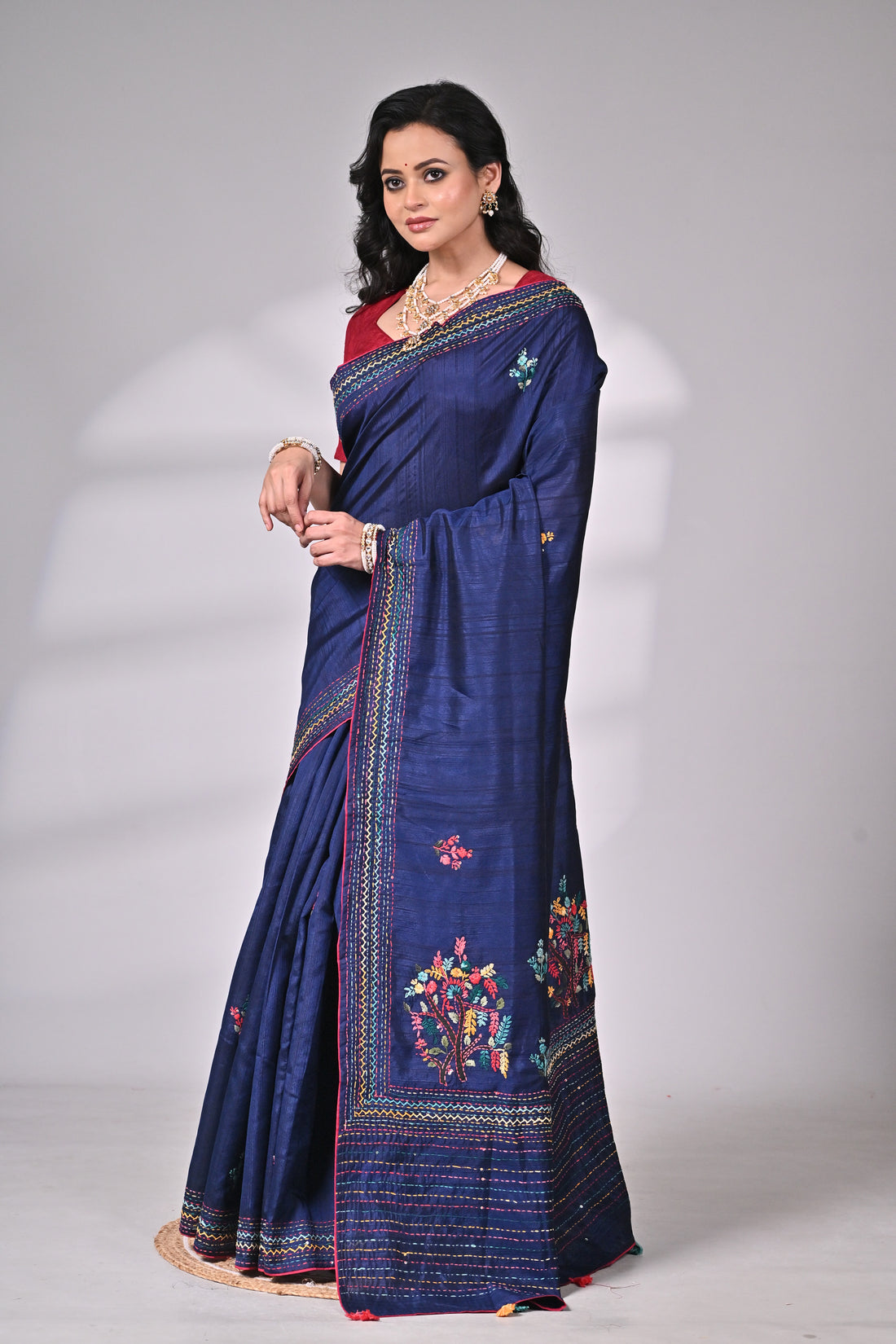 Embroidered Semi Tussar Saree – Inspired by Jharkhand Craftsmanship