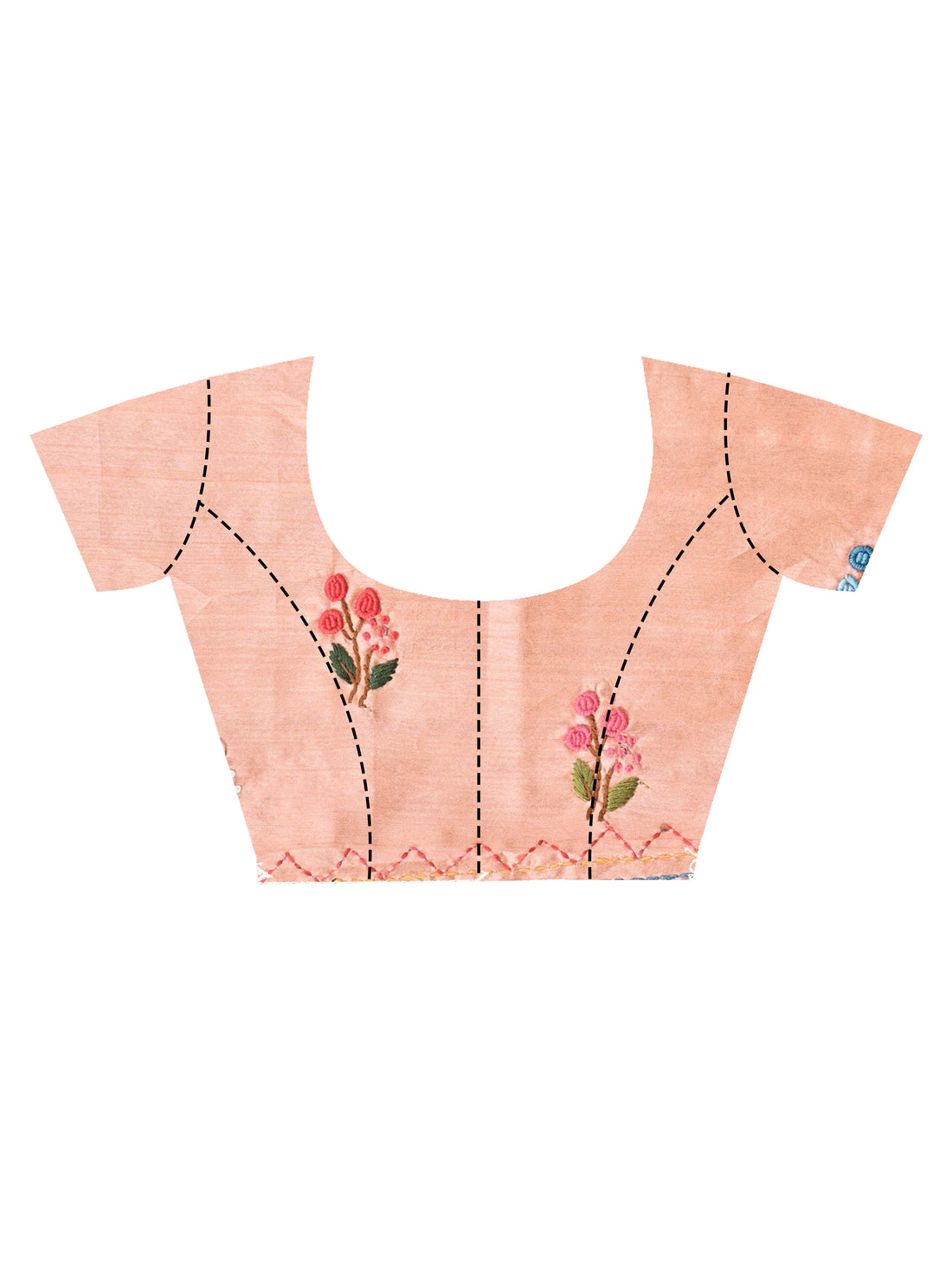 Peach Silk Blend Saree with Hand Embroidery