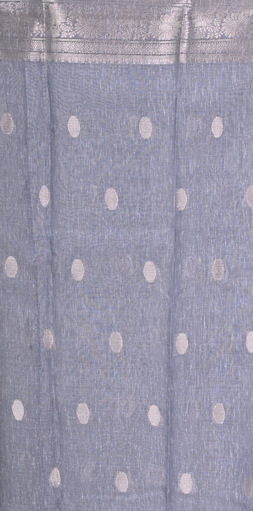 Grey Linen Tissue Saree with Silver Zari Weaving
