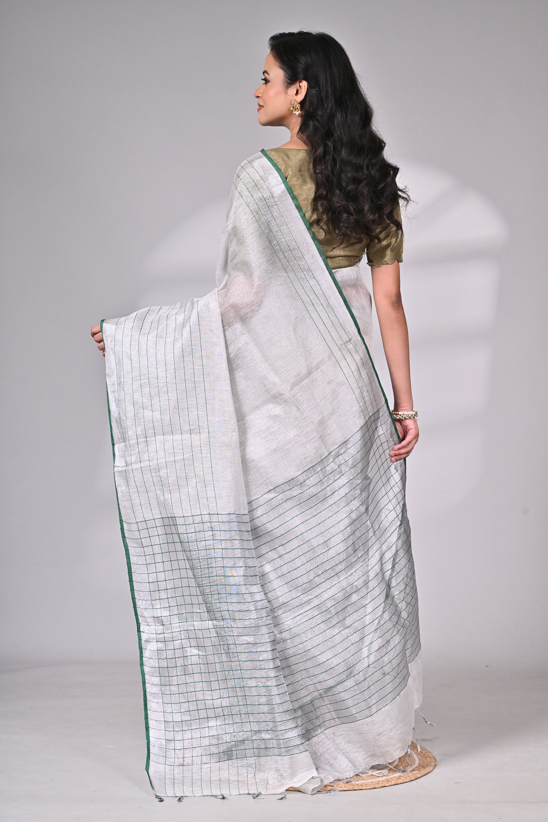 Handloom Tissue Silk Saree with Subtle Zari Stripes