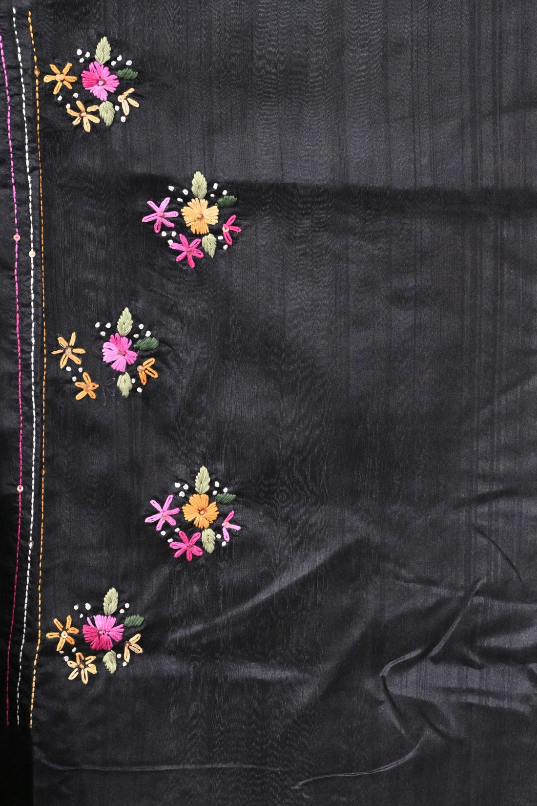 Premium Semi-Tussar Saree in Black with Exquisite Hand Embroidery