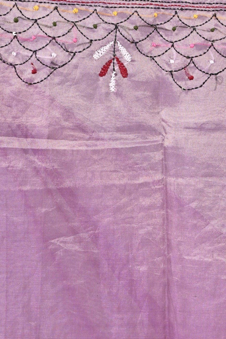 Premium Lavender Glass Tissue Saree with Hand Embroidery