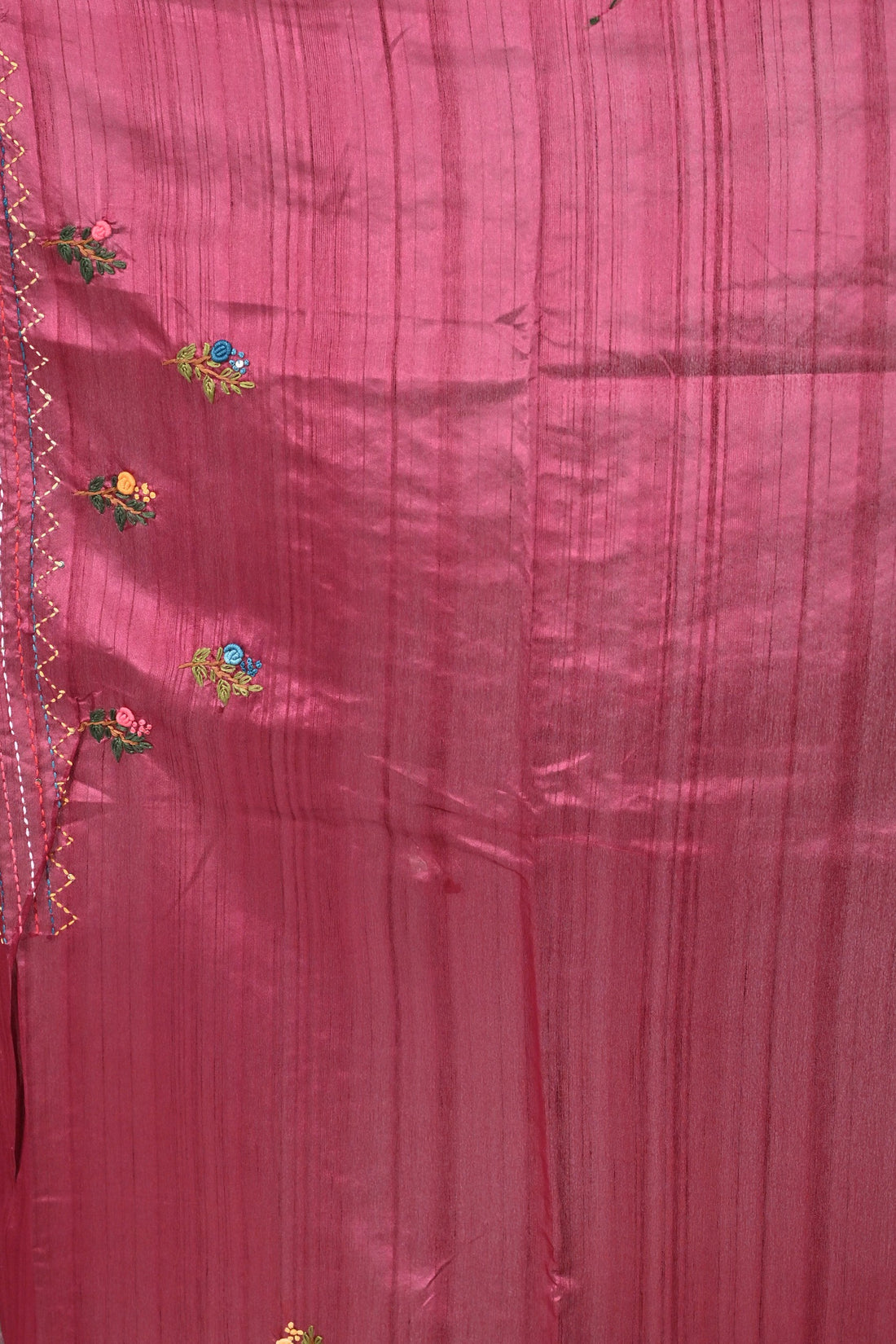 Wine Semi Tussar Premium Saree with Hand Embroidery