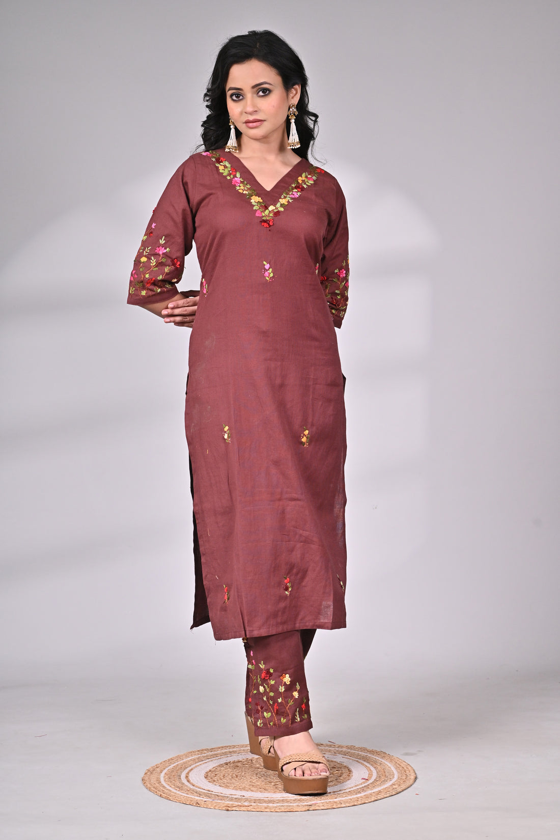 Brown Cotton Suit Set