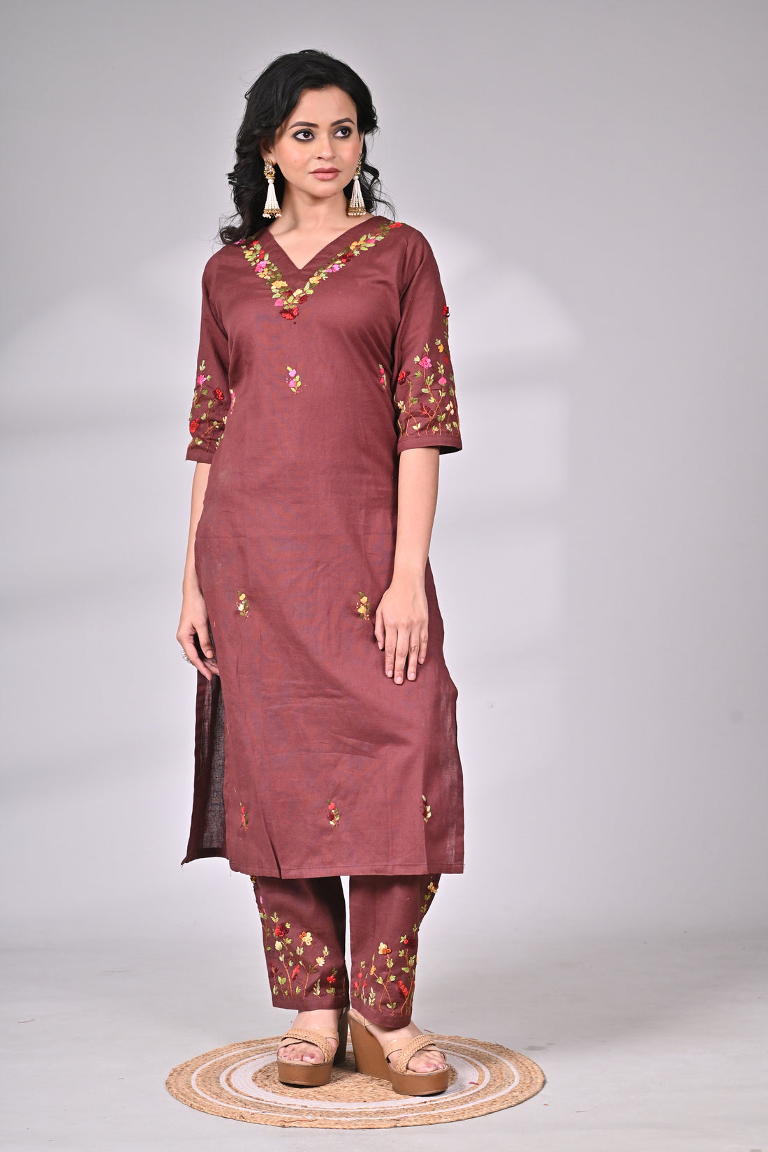 Brown Cotton Suit Set