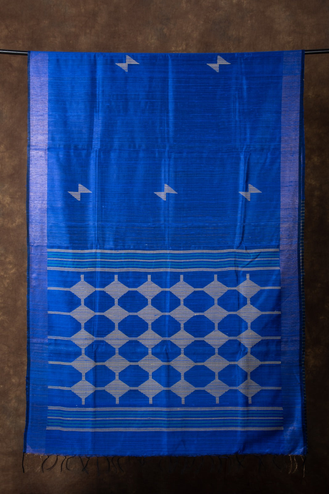 Pure Mulberry Dupion Handloom Indigo Silk Saree