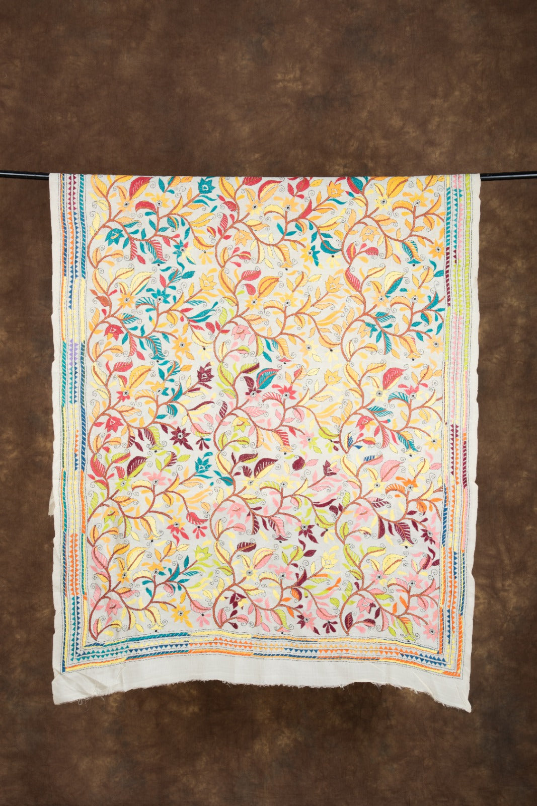 Floral Kantha Hand Embroidered Dupatta