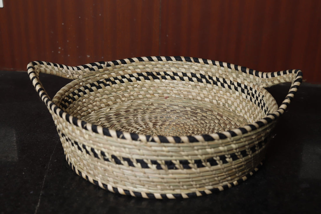 Handmade Kanshi Grass & Palm Leaves Storage Basket