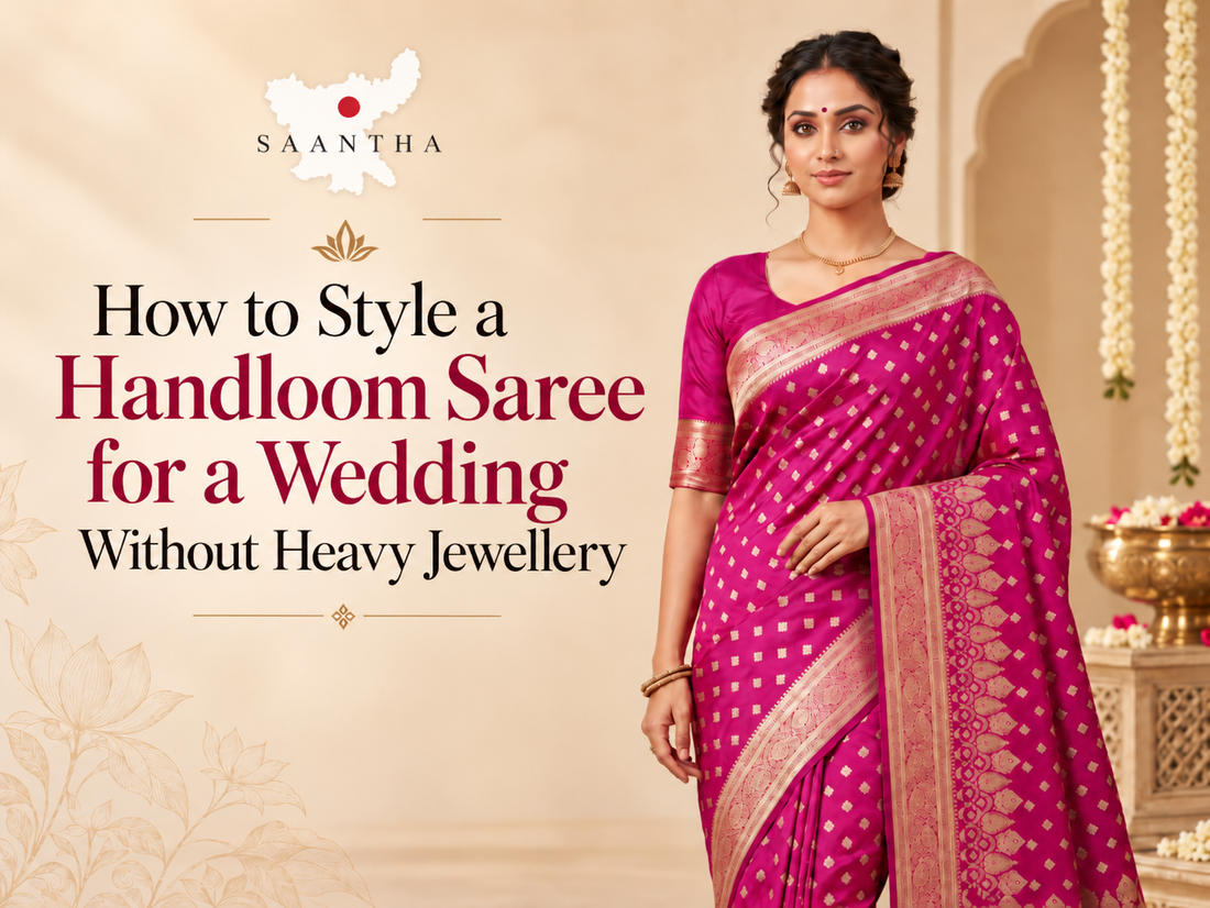 How to Style a Handloom Saree for a Wedding Without Heavy Jewellery