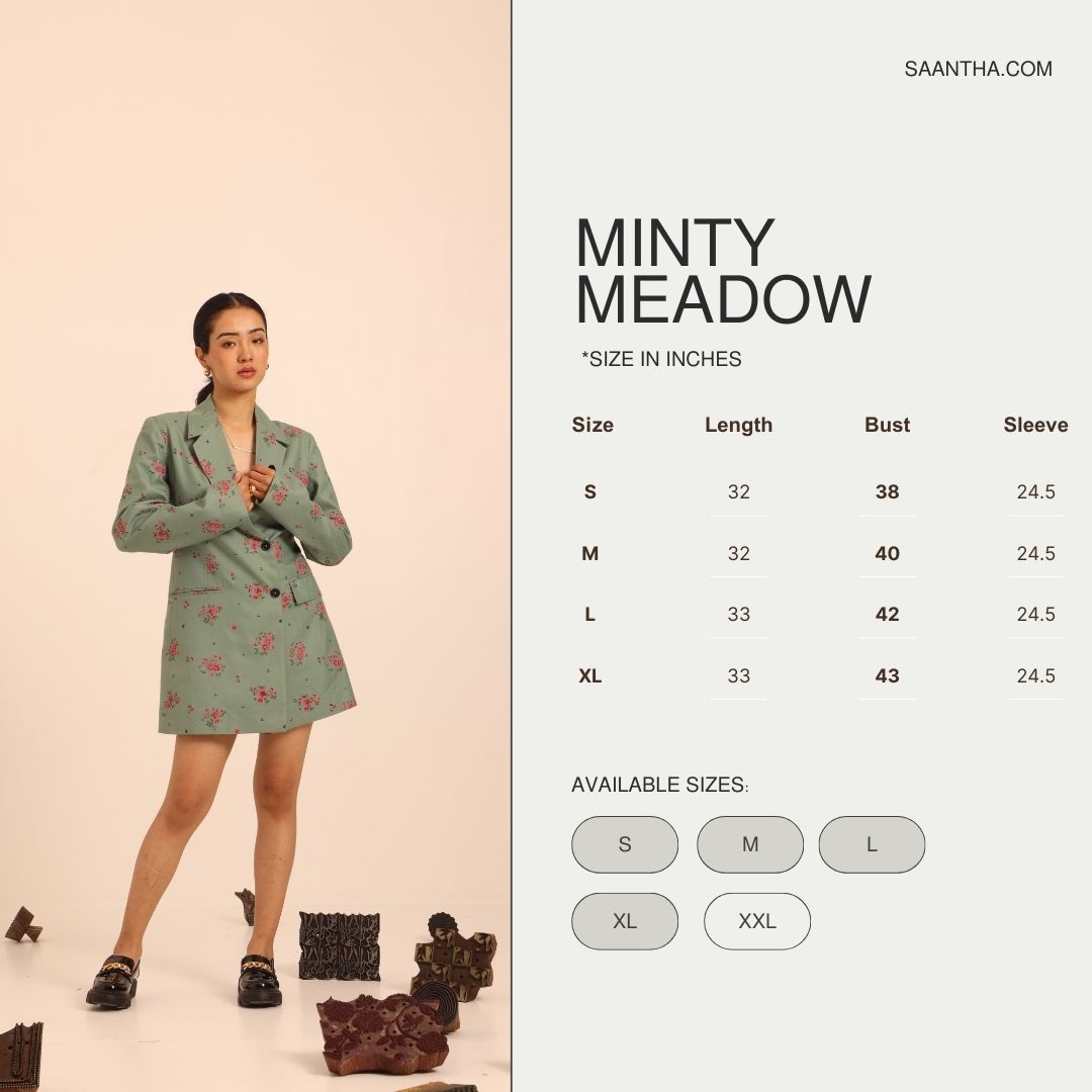 Minty Meadow Dress Jacket-Relaxed Fit