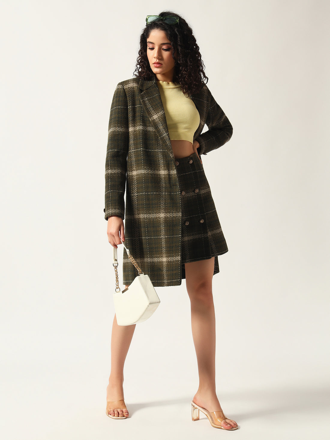 Olive Plaid Coat